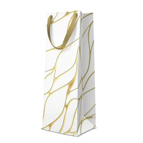 Geschenktasche für Flasche - Fluid Waves 12x10x37 cm